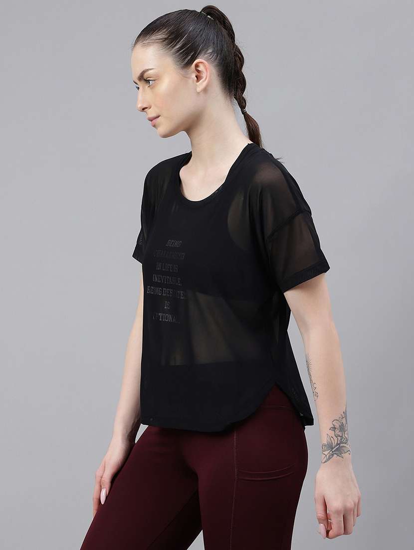 women printed round neck dri fit t-shirt - 21762983 -  Standard Image - 1