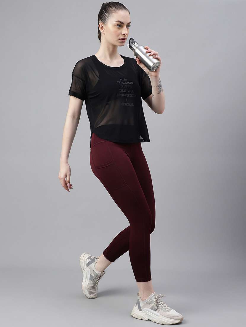 women printed round neck dri fit t-shirt - 21762983 -  Standard Image - 4