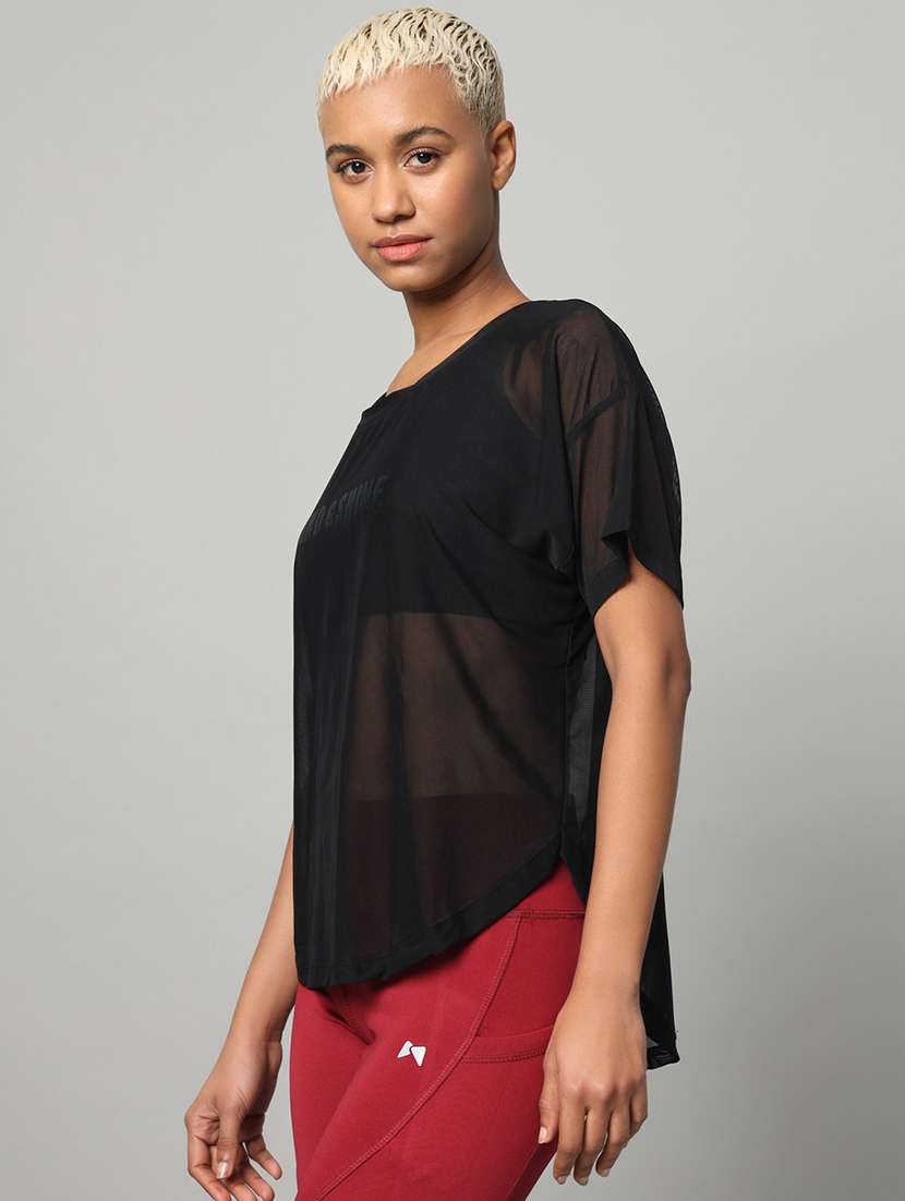 women printed round neck dri fit t-shirt - 21762984 -  Standard Image - 1