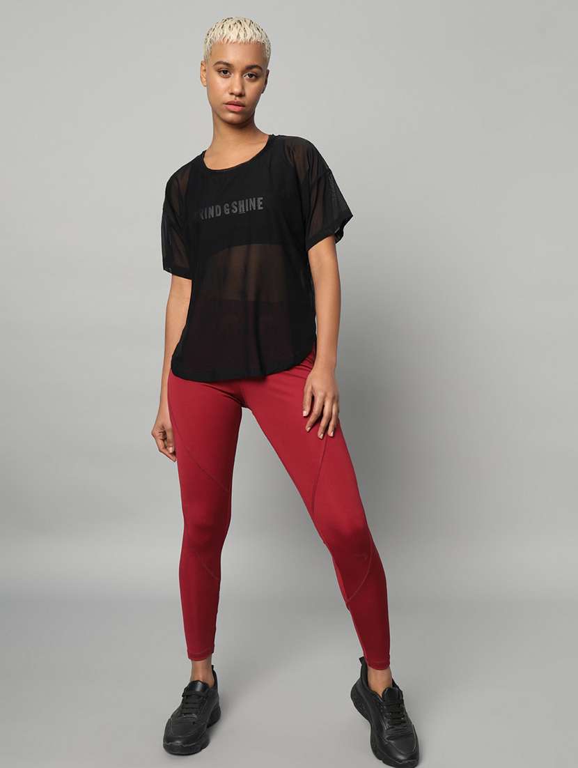 women printed round neck dri fit t-shirt - 21762984 -  Standard Image - 4