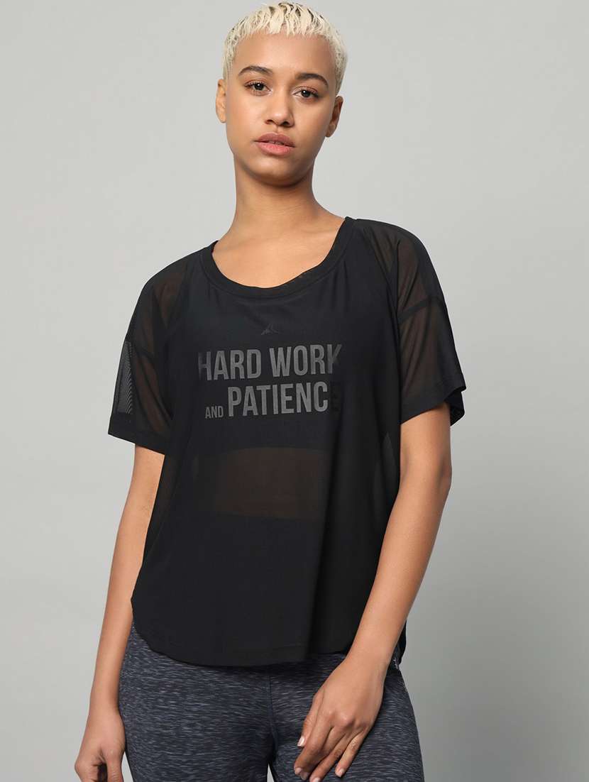 women printed round neck dri fit t-shirt