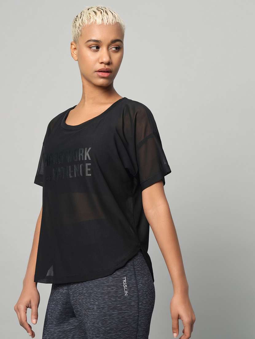 women printed round neck dri fit t-shirt - 21762985 -  Standard Image - 1