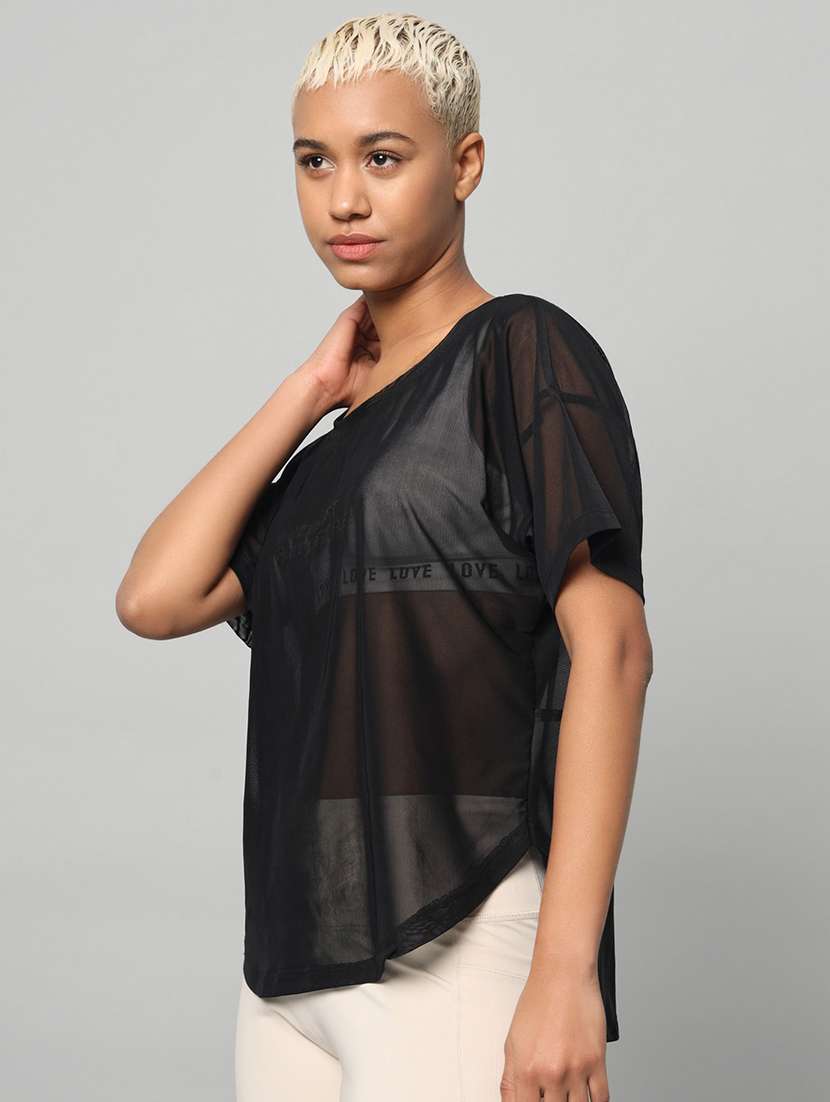 women printed round neck dri fit t-shirt - 21762986 -  Standard Image - 1