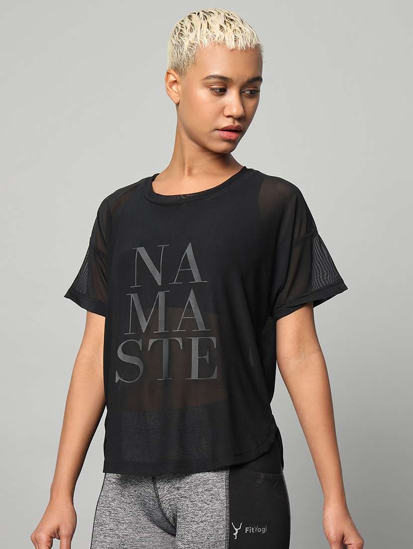 women typography printed relaxed fit dri-fit t-shirt - 21762987 -  Standard Image - 1