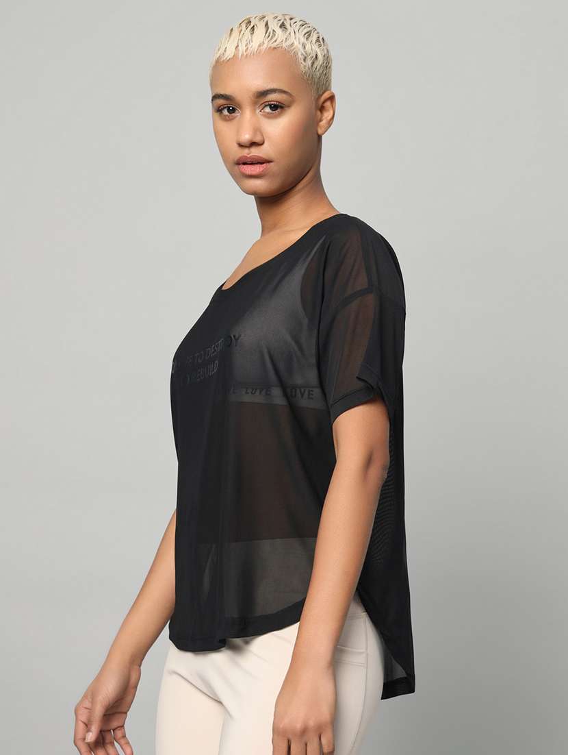 women typography printed relaxed fit dri-fit t-shirt - 21762989 -  Standard Image - 1