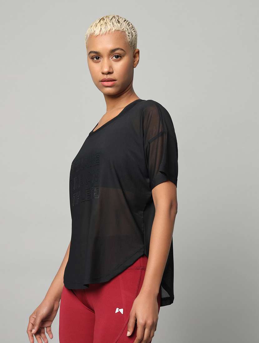 women typography printed relaxed fit dri-fit t-shirt - 21762990 -  Standard Image - 1