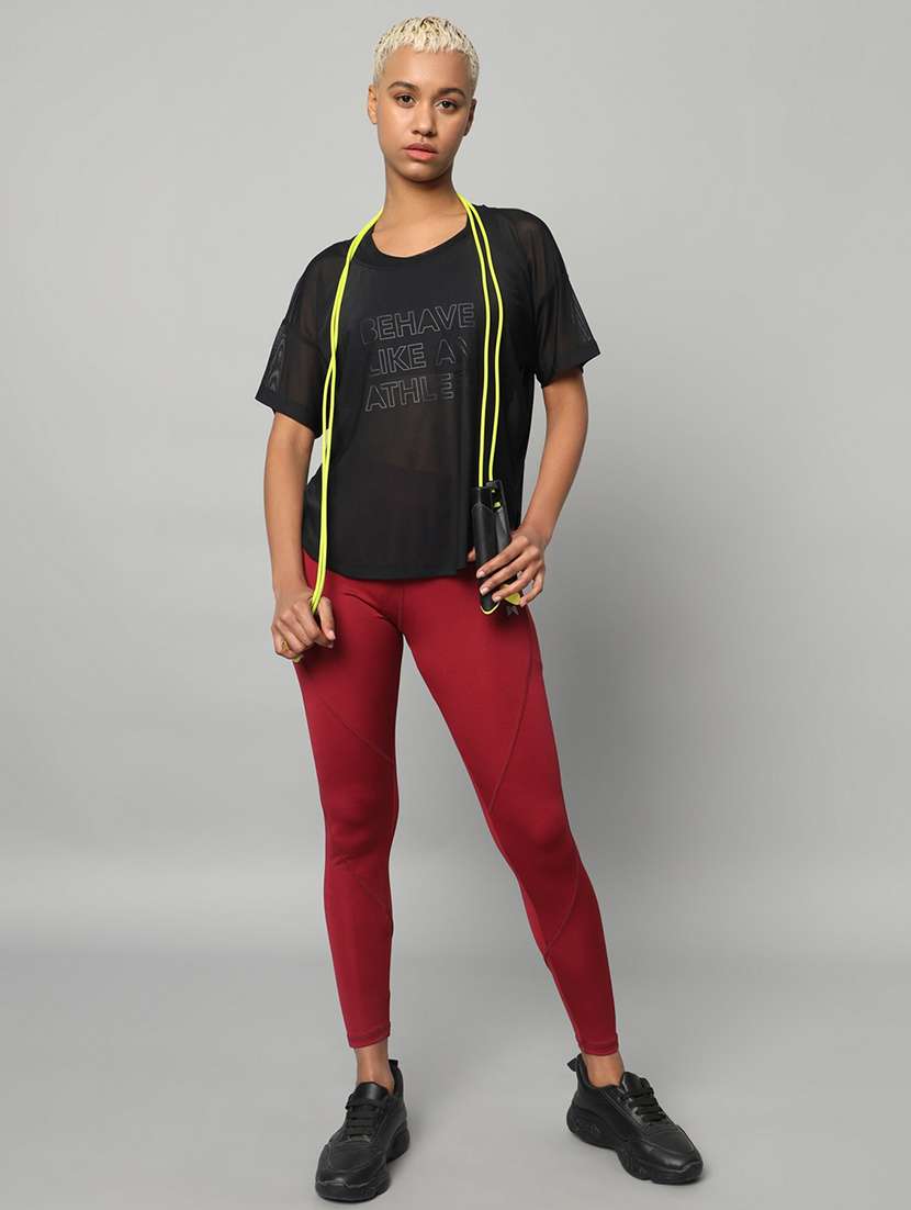 women typography printed relaxed fit dri-fit t-shirt - 21762990 -  Standard Image - 4