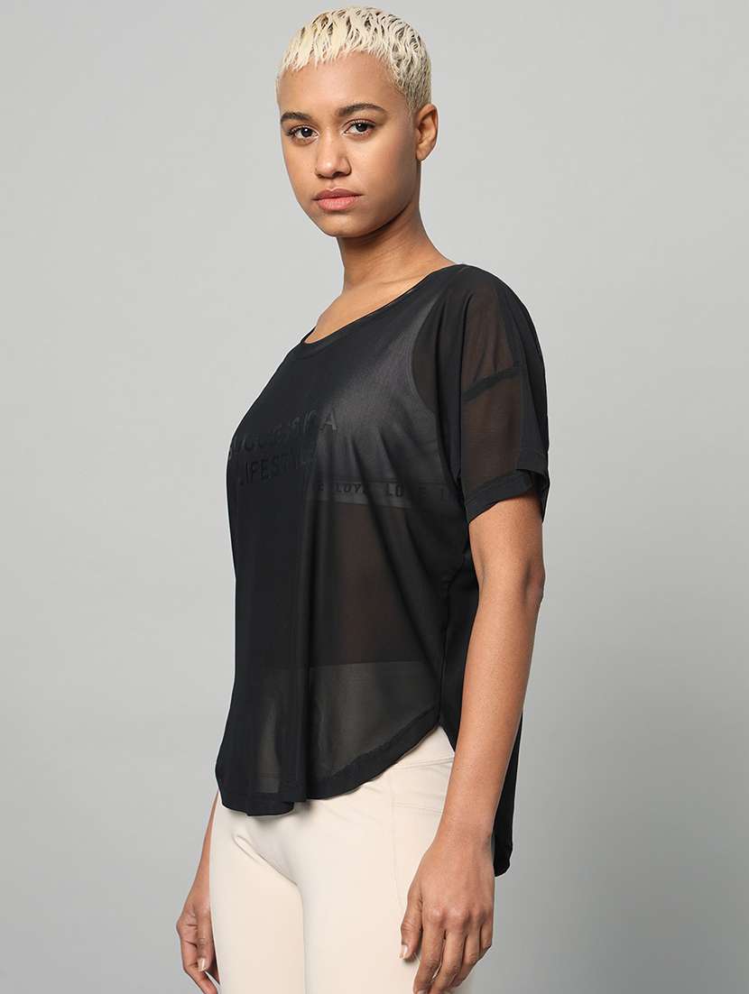 women typography printed relaxed fit dri-fit t-shirt - 21762991 -  Standard Image - 1