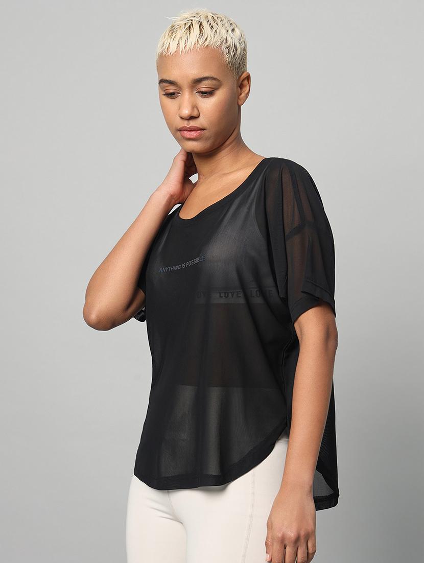 women typography printed relaxed fit dri-fit t-shirt - 21762995 -  Standard Image - 1