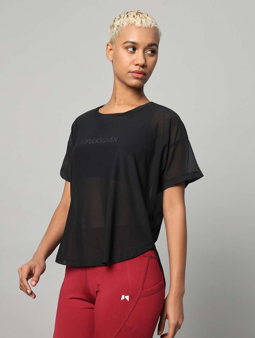 women typography printed relaxed fit dri-fit t-shirt - 21762996 -  Standard Image - 1