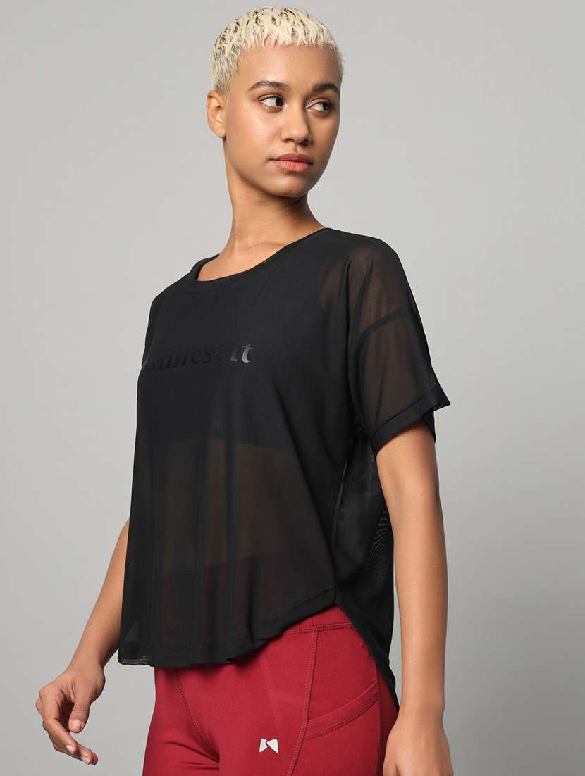 women typography printed relaxed fit dri-fit t-shirt - 21762997 -  Standard Image - 1