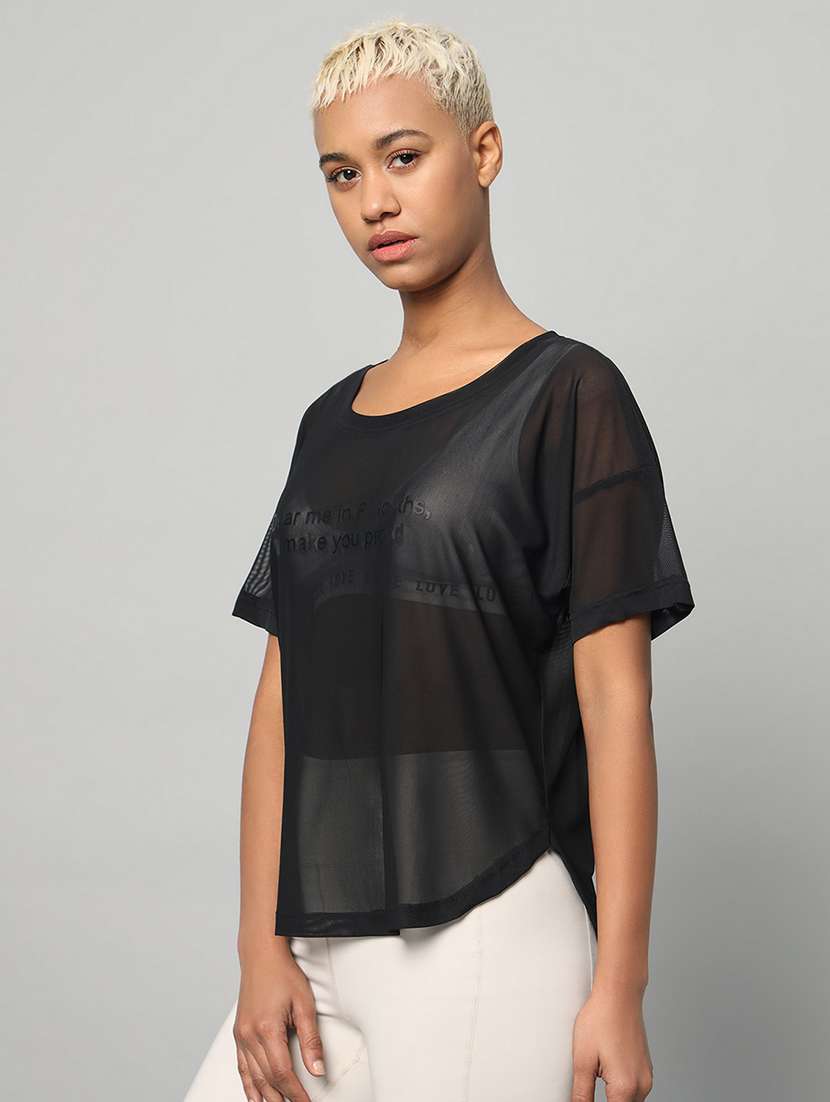 women typography printed relaxed fit dri-fit t-shirt - 21762998 -  Standard Image - 1