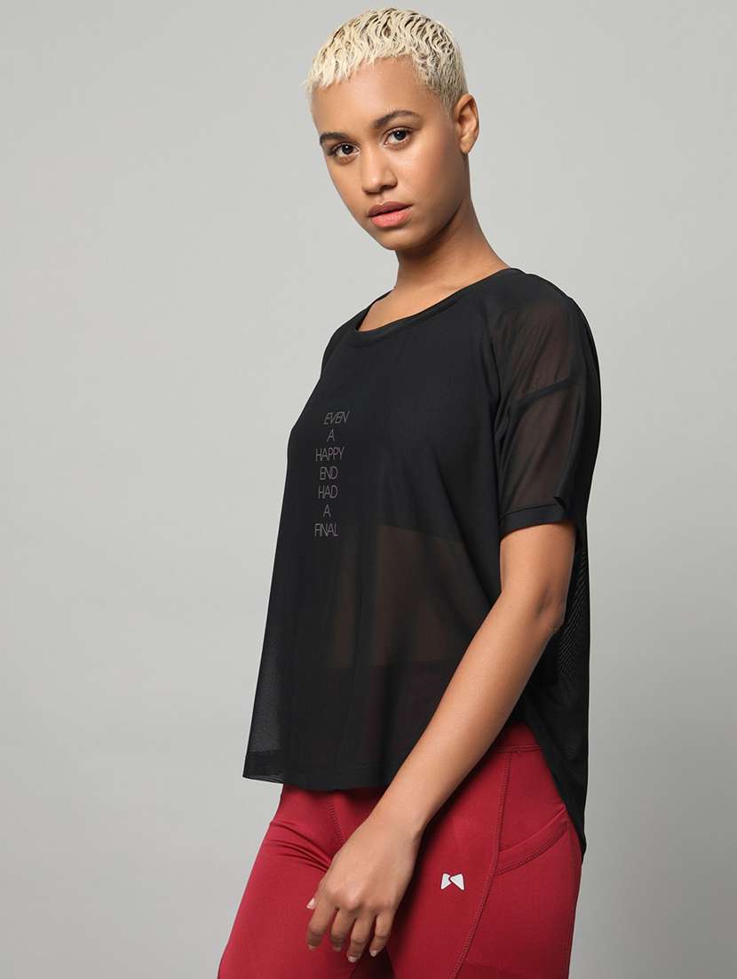 women typography printed relaxed fit dri-fit t-shirt - 21763000 -  Standard Image - 1