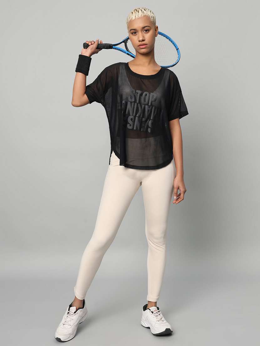 women typography printed relaxed fit dri-fit t-shirt - 21763001 -  Standard Image - 4