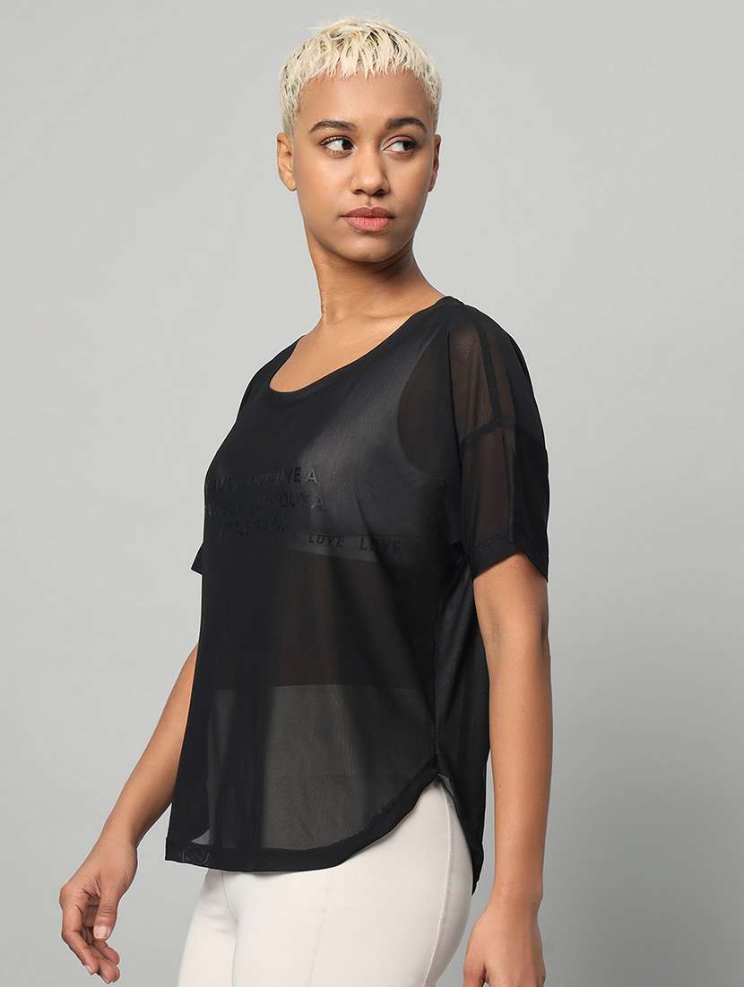 women typography printed relaxed fit dri-fit t-shirt - 21763003 -  Standard Image - 1