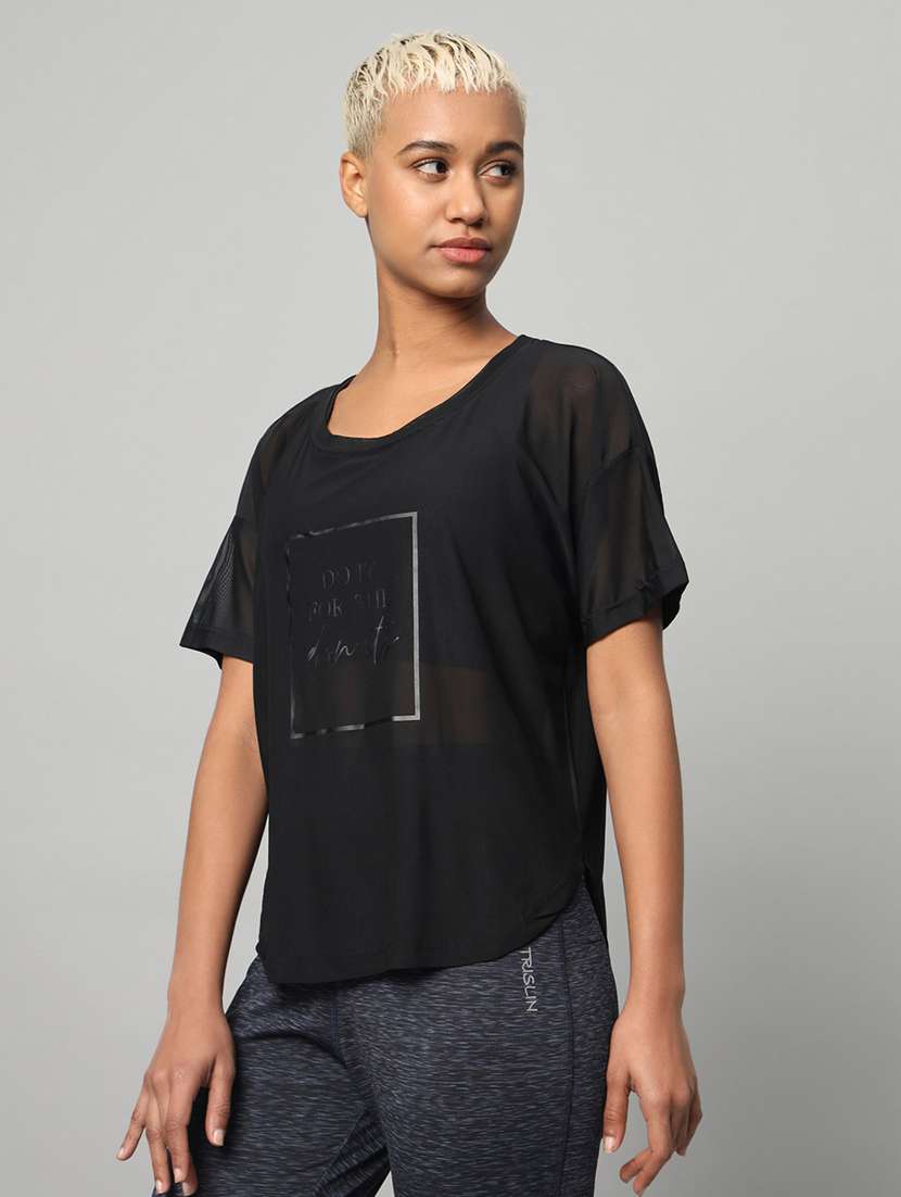 women typography printed relaxed fit dri-fit t-shirt - 21763004 -  Standard Image - 1