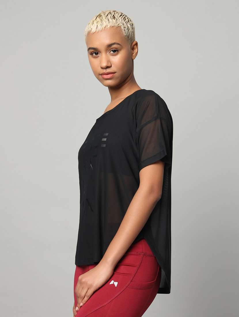 women typography printed relaxed fit dri-fit t-shirt - 21763005 -  Standard Image - 1