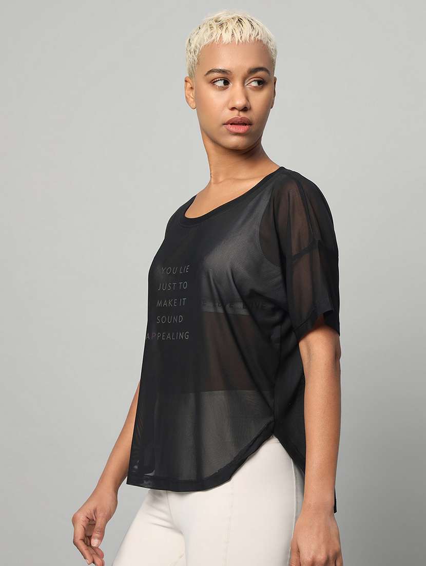 women typography printed relaxed fit dri-fit t-shirt - 21763006 -  Standard Image - 1