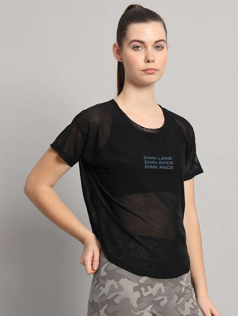 women typography printed relaxed fit dri-fit t-shirt - 21763008 -  Standard Image - 1