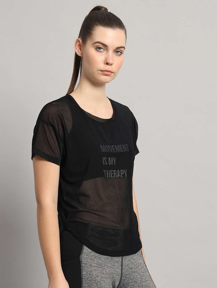 women typography printed relaxed fit dri-fit t-shirt - 21763009 -  Standard Image - 1