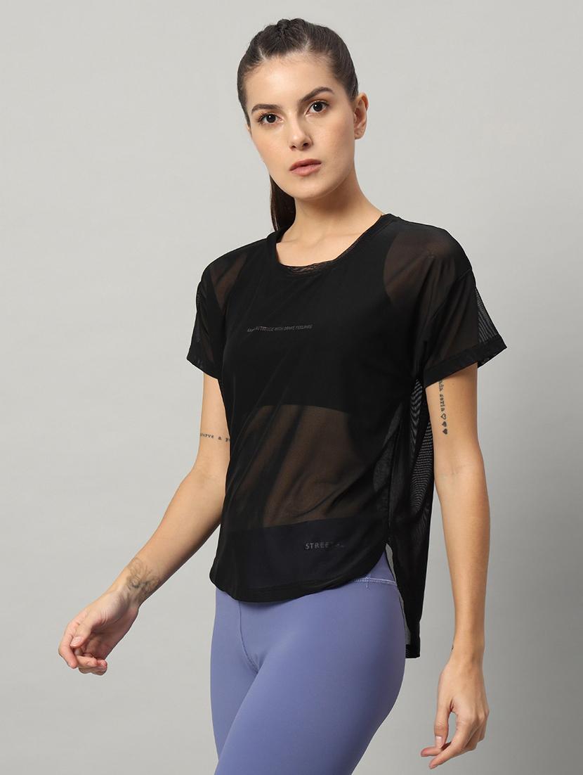 women typography printed relaxed fit dri-fit t-shirt - 21763010 -  Standard Image - 1