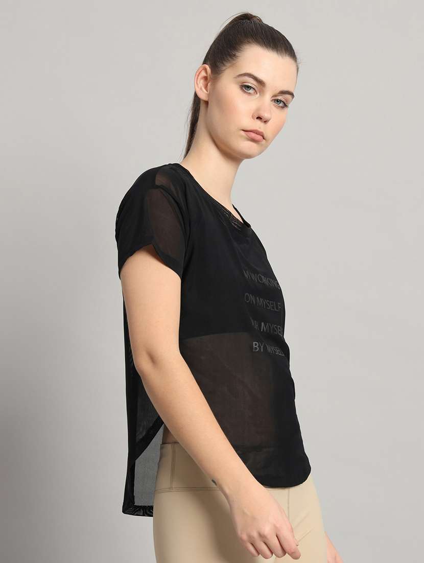 women typography printed relaxed fit dri-fit t-shirt - 21763011 -  Standard Image - 1