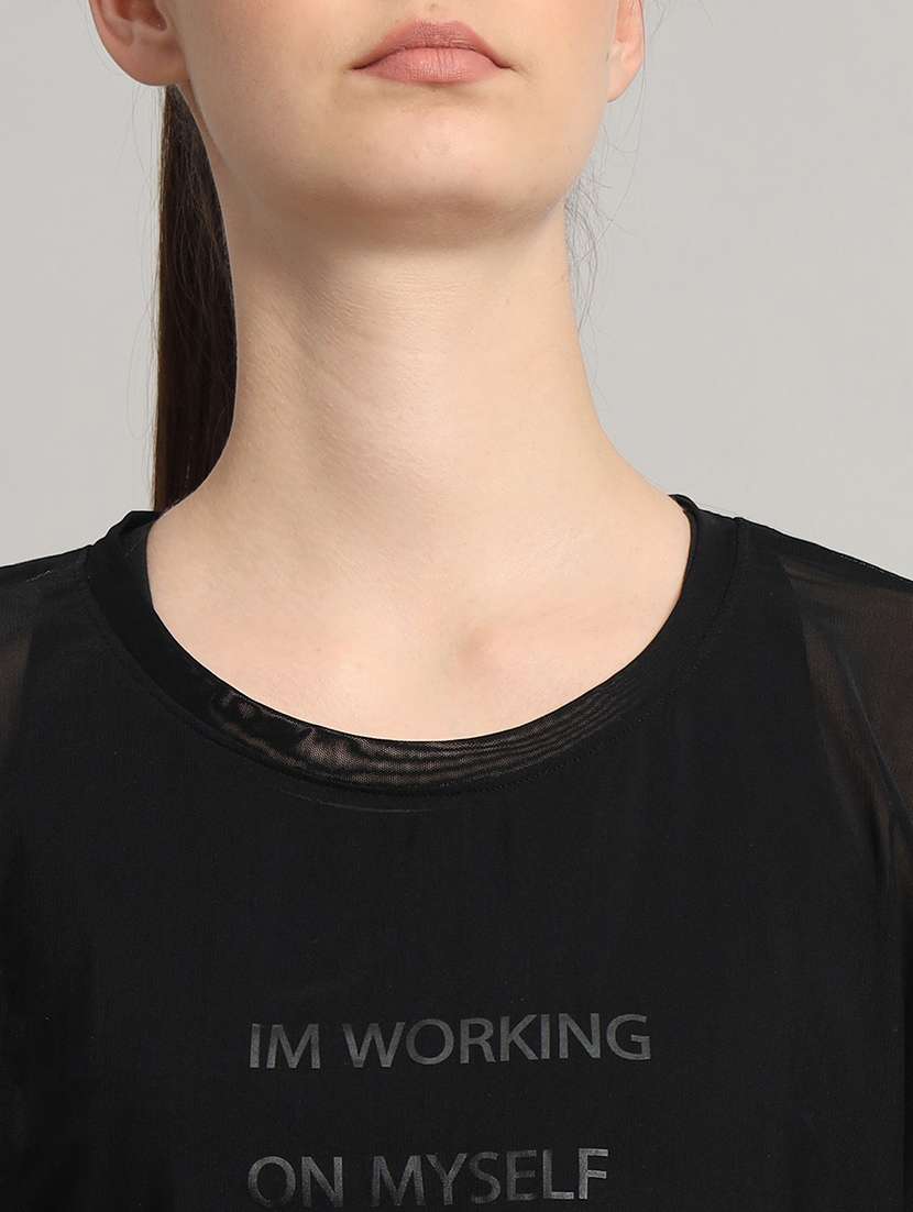 women typography printed relaxed fit dri-fit t-shirt - 21763011 -  Standard Image - 6