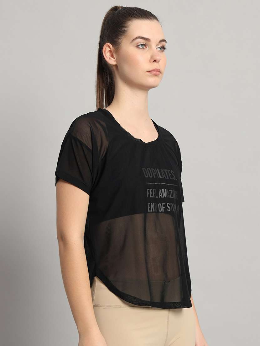 women typography printed relaxed fit dri-fit t-shirt - 21763012 -  Standard Image - 1