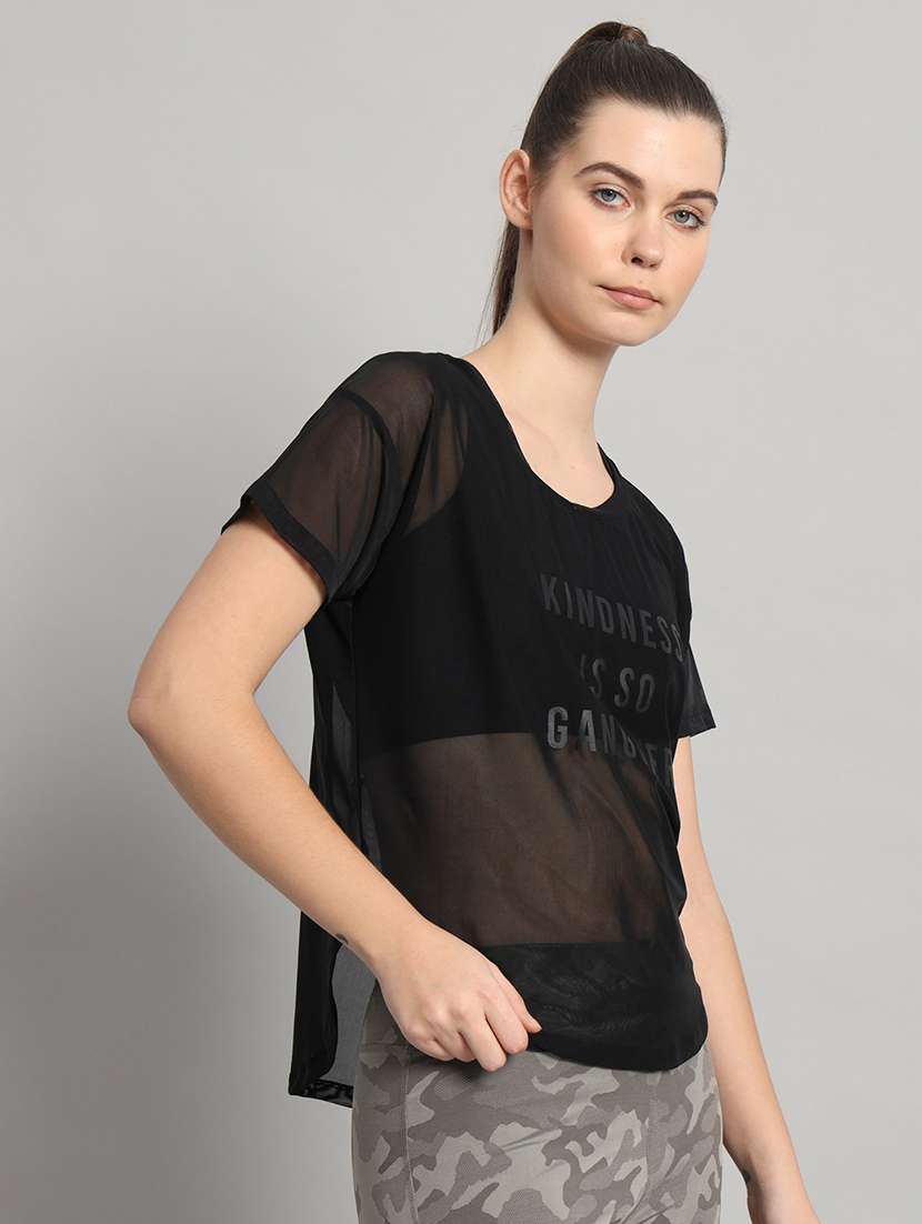 women typography printed relaxed fit dri-fit t-shirt - 21763013 -  Standard Image - 1