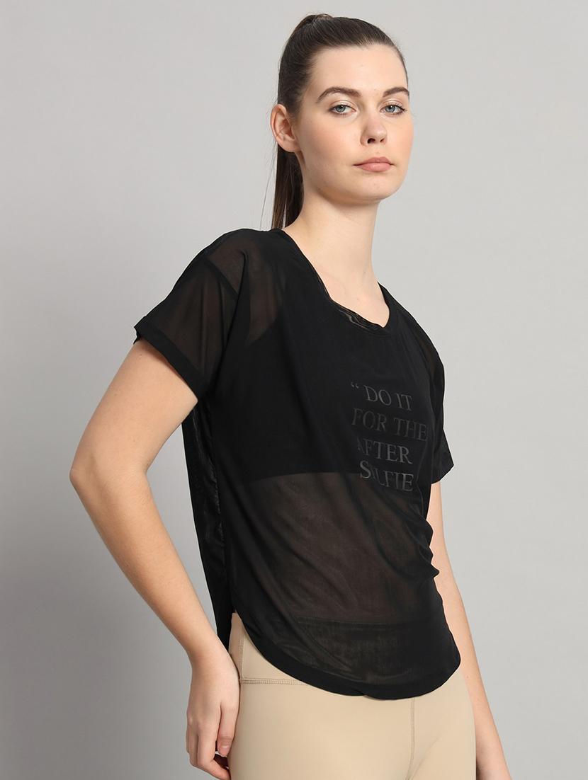 women typography printed relaxed fit dri-fit t-shirt - 21763014 - Standard Image - 1