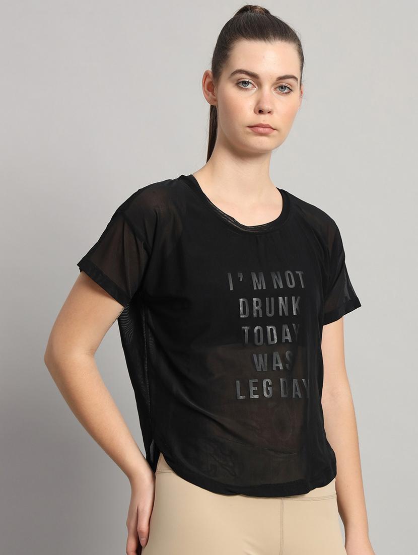 women typography printed relaxed fit dri-fit t-shirt - 21763015 -  Standard Image - 1