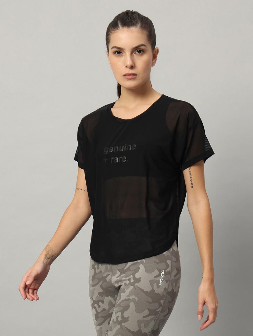 women typography printed relaxed fit dri-fit t-shirt - 21763017 - Standard Image - 1