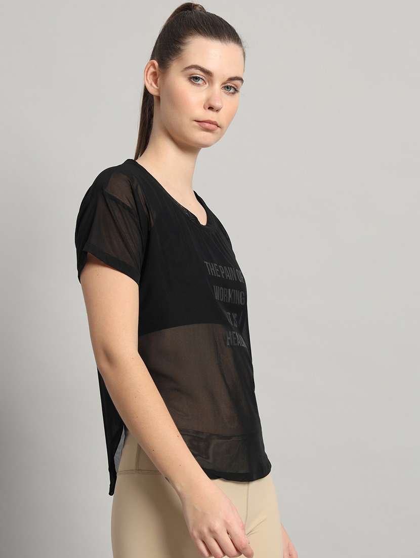 women typography printed relaxed fit dri-fit t-shirt - 21763018 -  Standard Image - 1