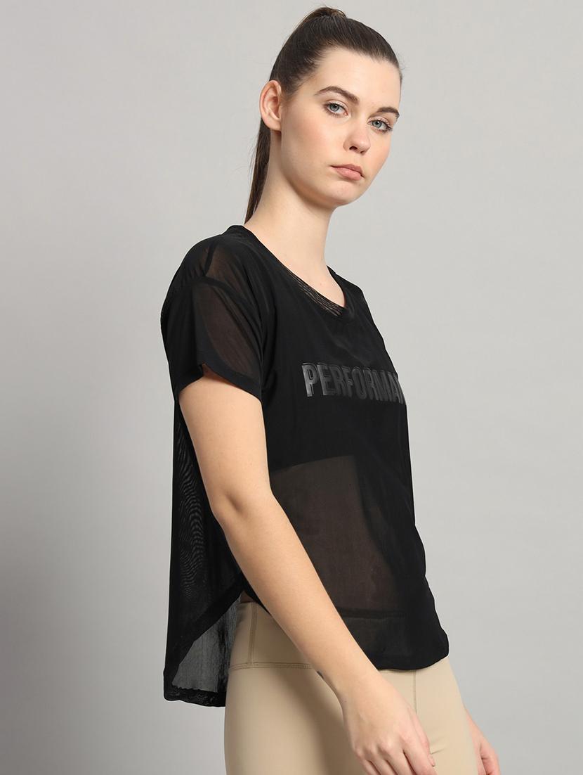 women typography printed relaxed fit dri-fit t-shirt - 21763019 - Standard Image - 1