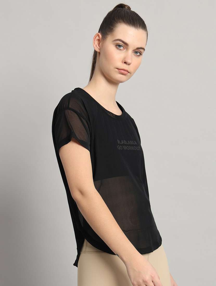 women typography printed relaxed fit dri-fit t-shirt - 21763021 -  Standard Image - 1