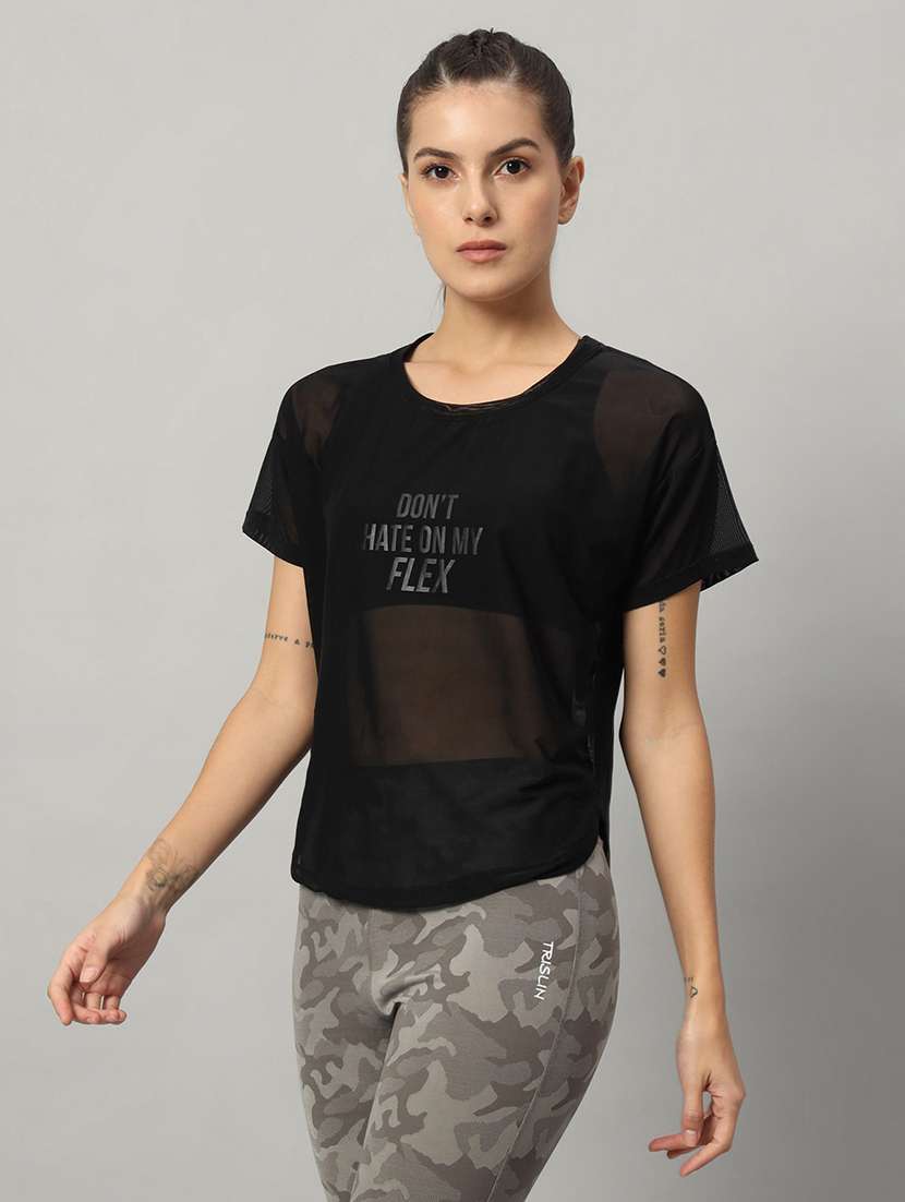 women typography printed relaxed fit dri-fit t-shirt - 21763022 - Standard Image - 1