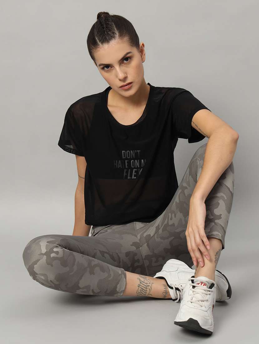 women typography printed relaxed fit dri-fit t-shirt - 21763022 - Standard Image - 4