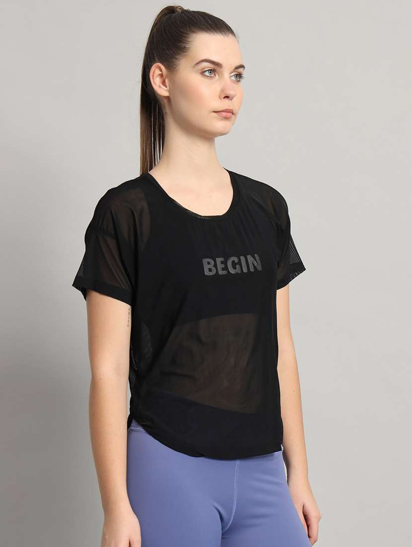 women typography printed relaxed fit dri-fit t-shirt - 21763026 - Standard Image - 1
