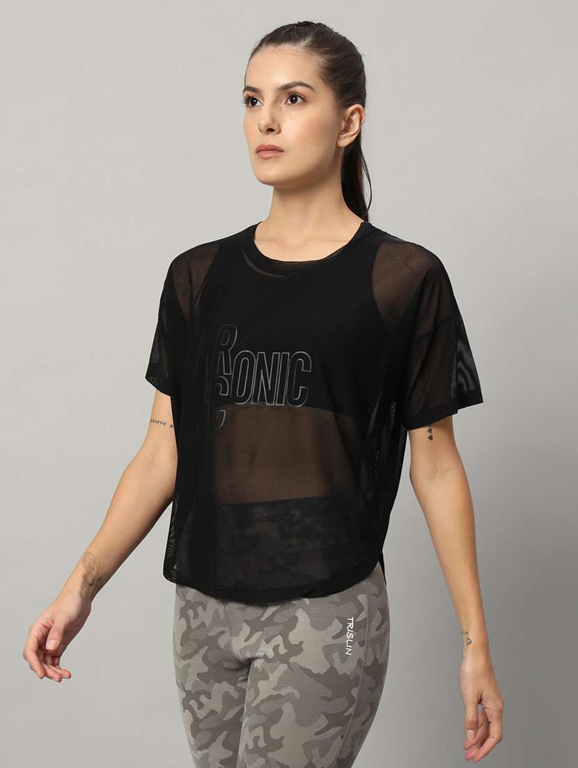 women typography printed relaxed fit dri-fit t-shirt - 21763027 -  Standard Image - 1