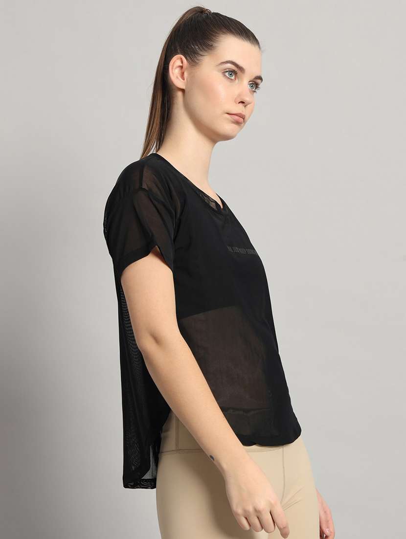 women typography printed relaxed fit dri-fit t-shirt - 21763029 -  Standard Image - 1