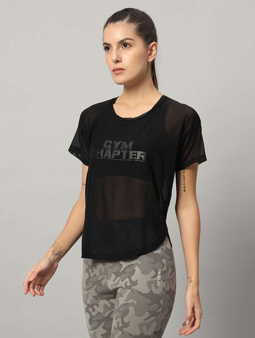 women typography printed relaxed fit dri-fit t-shirt - 21763030 - Standard Image - 1