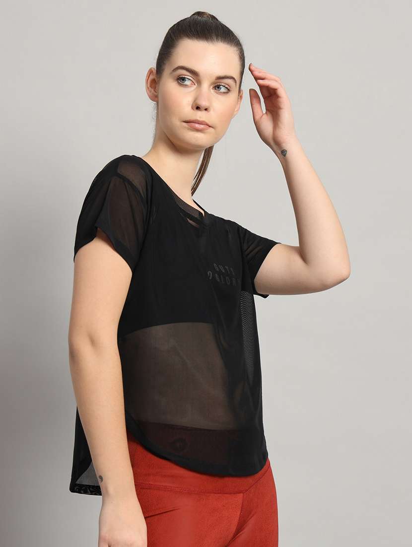 women typography printed relaxed fit dri-fit t-shirt - 21763031 -  Standard Image - 1