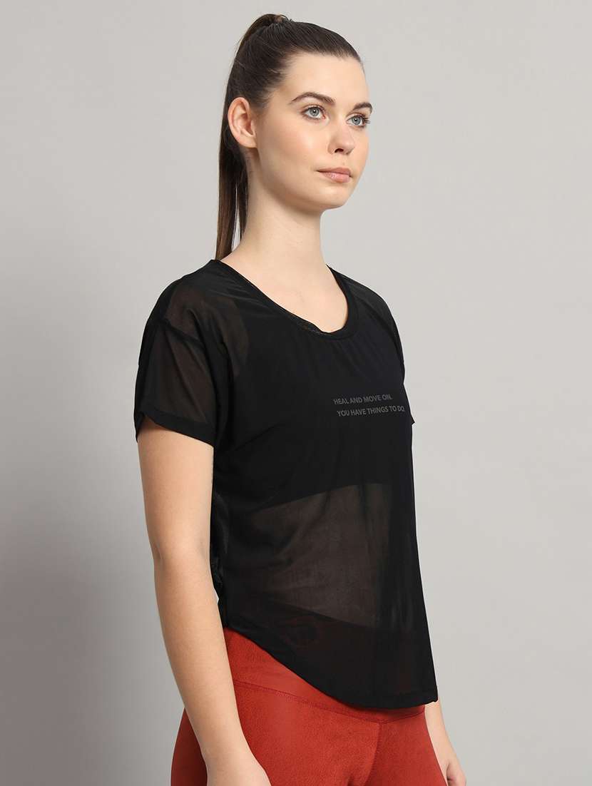 women typography printed round neck dri-fit t-shirt - 21763032 -  Standard Image - 1