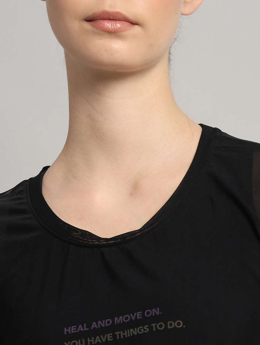 women typography printed round neck dri-fit t-shirt - 21763032 -  Standard Image - 6