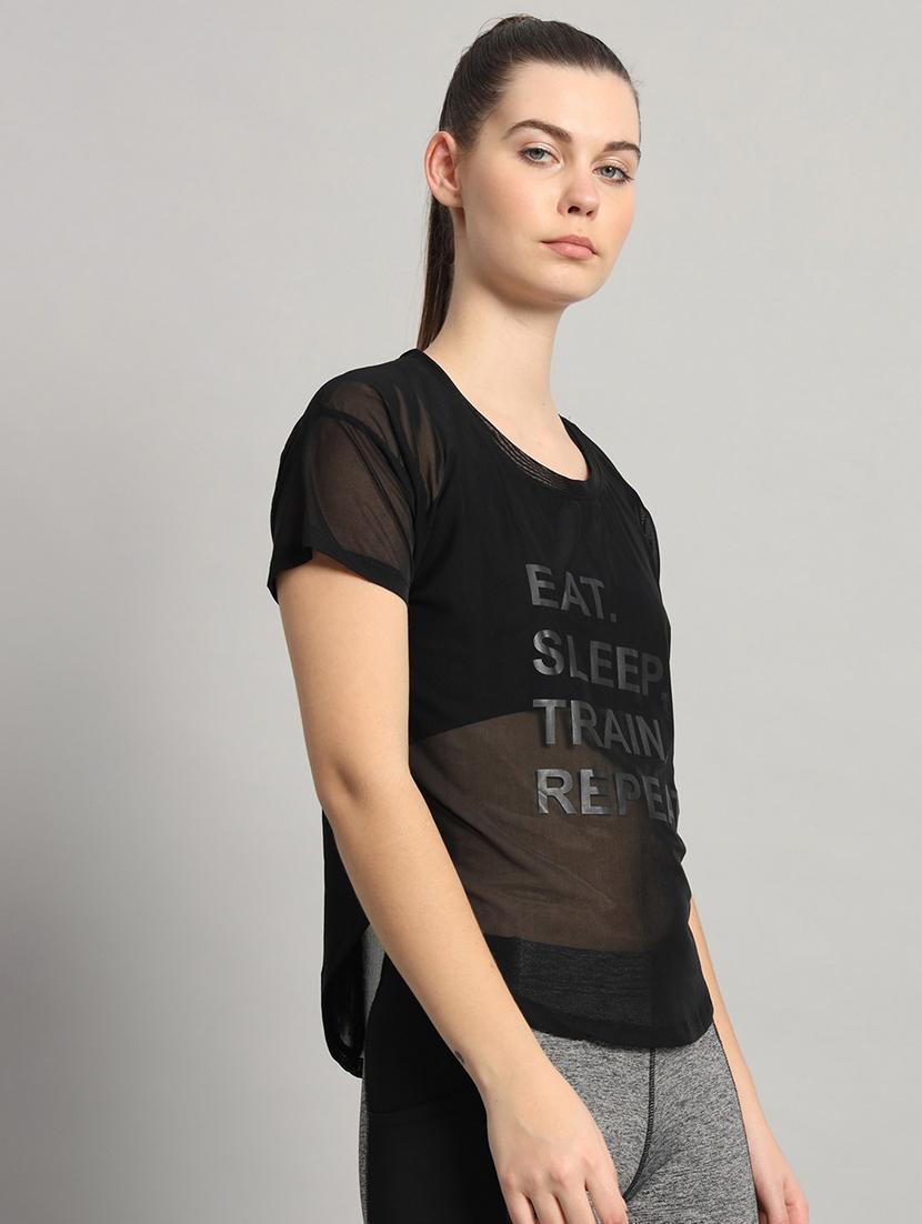 women typography printed round neck dri-fit t-shirt - 21763033 -  Standard Image - 1