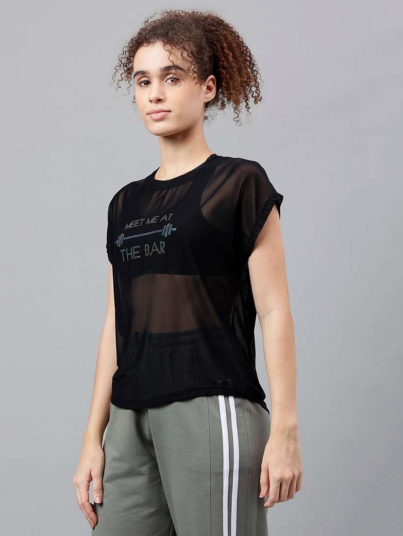 women typography printed round neck dri-fit t-shirt - 21763034 -  Standard Image - 1