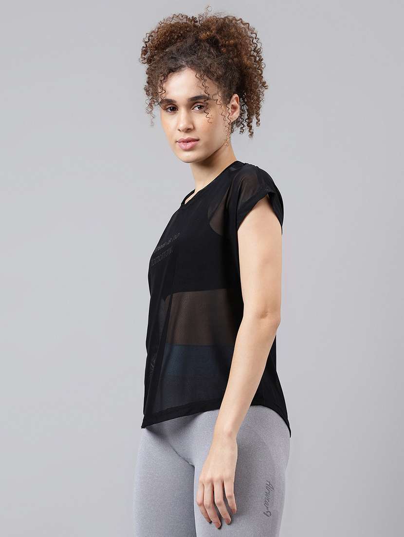 women typography printed round neck dri-fit t-shirt - 21763036 -  Standard Image - 1