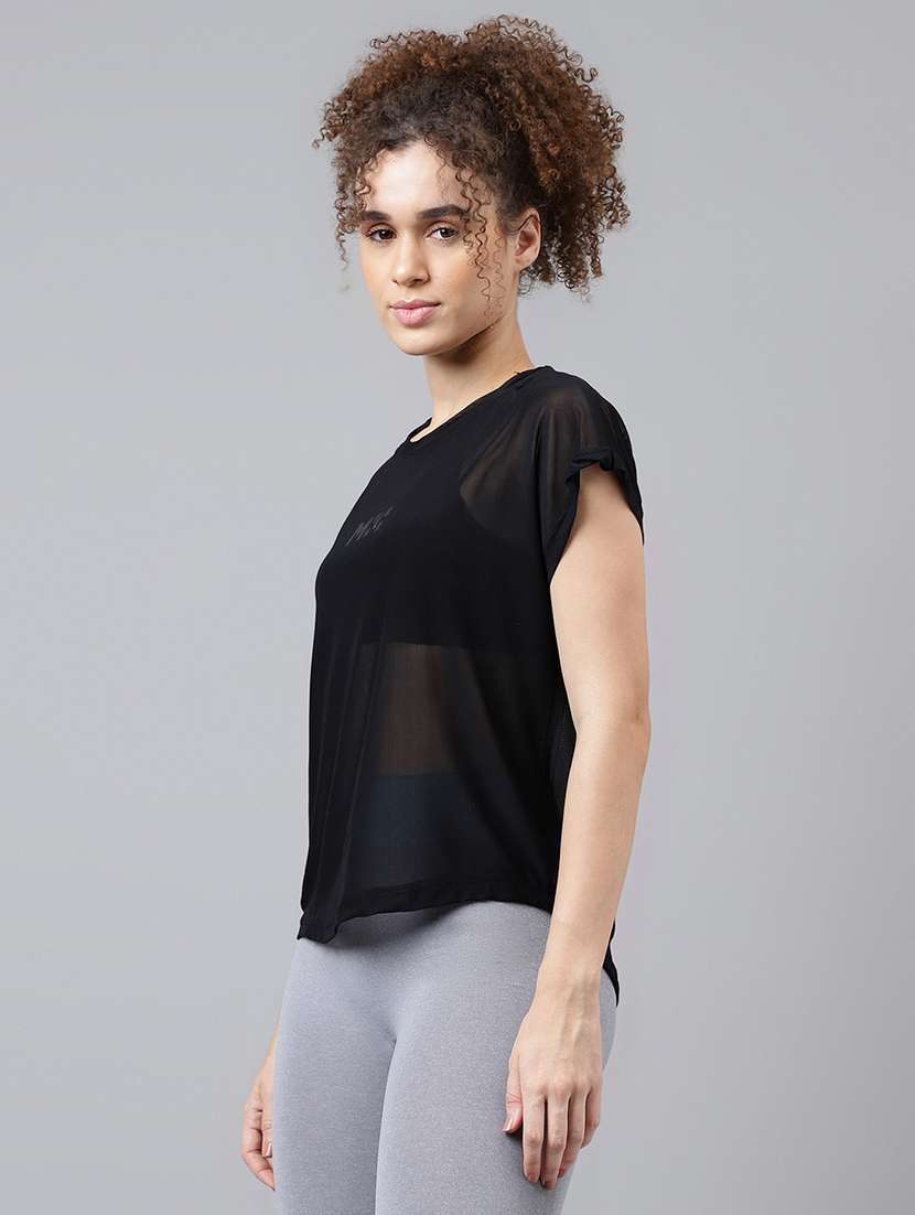 women solid round neck dri-fit t-shirt - 21763037 -  Standard Image - 1
