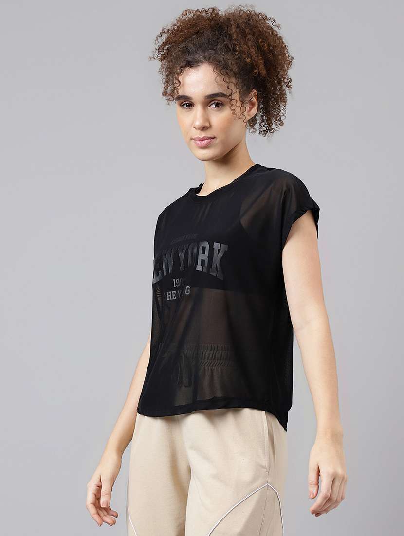 women typography printed round neck dri-fit t-shirt - 21763038 -  Standard Image - 1