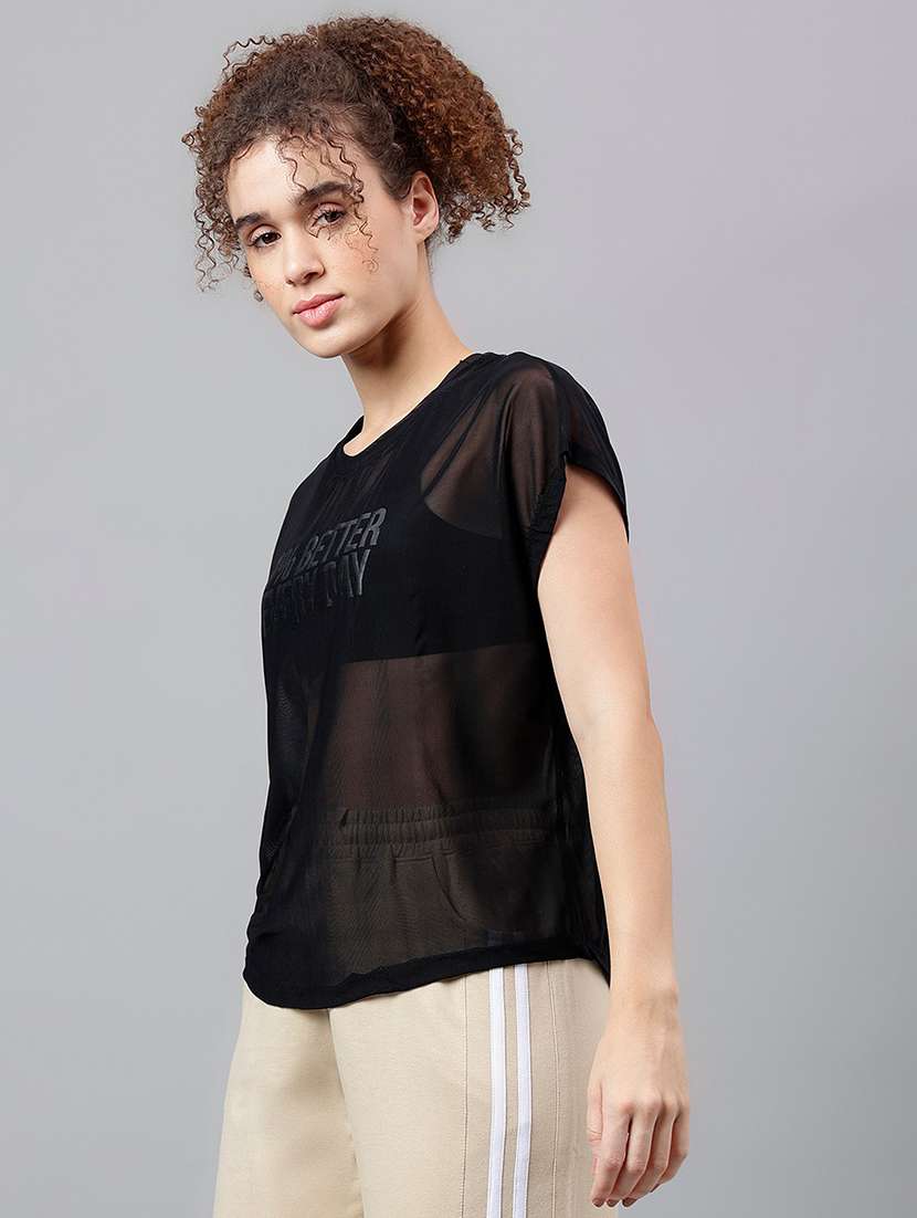 women typography printed round neck dri-fit t-shirt - 21763040 -  Standard Image - 1